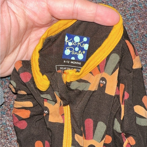 Kickee pants 9-12m turkey one piece pajamas - Picture 2 of 2